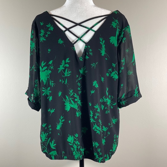 COPY - TORRID Emerald Floral Strappy Chiffon Blouse - Picture 6 of 14
